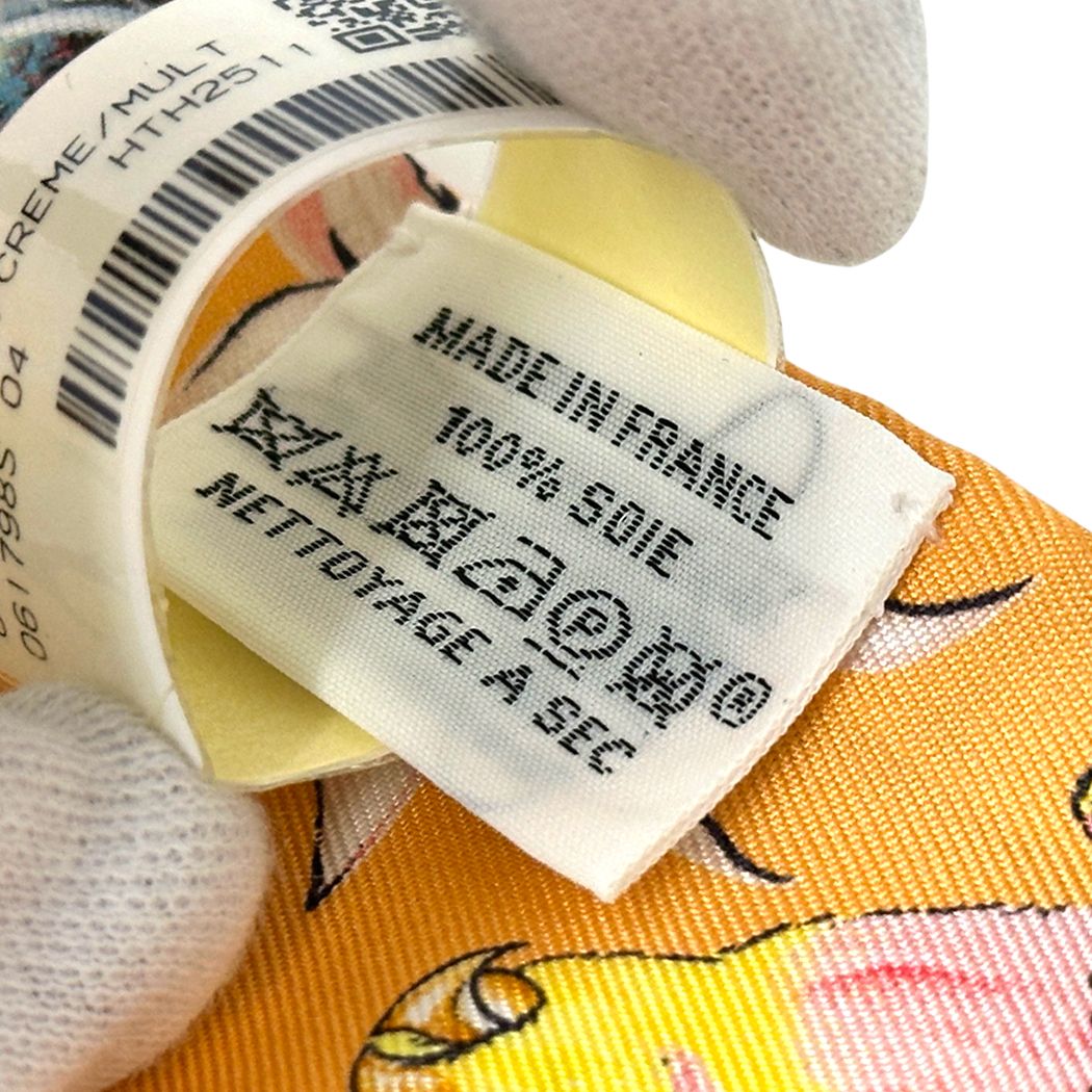 Hermes Scarf Equateur Silk Apricot Cream Multicolor Orange — view 5