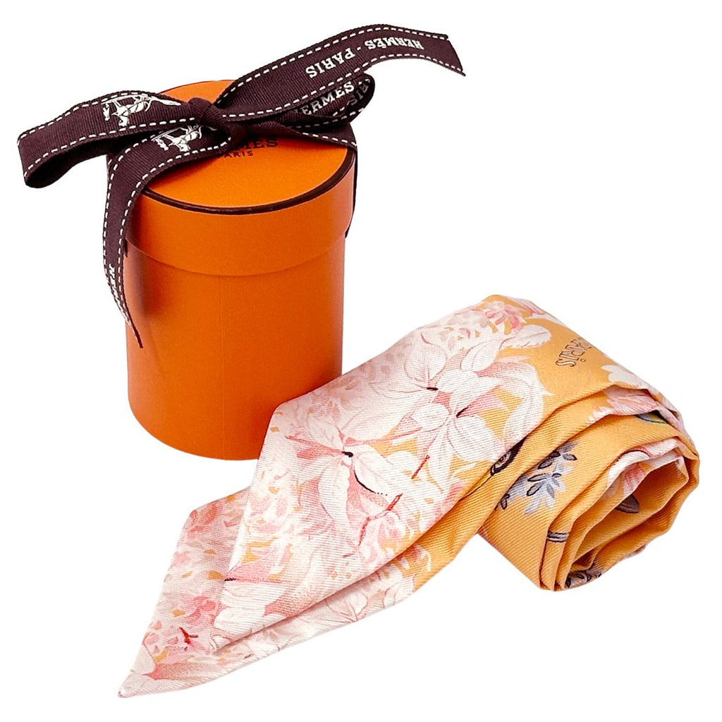 Hermes Scarf Equateur Silk Apricot Cream Multicolor Orange — view 8