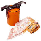 Hermes Scarf Equateur Silk Apricot Cream Multicolor Orange — view 8