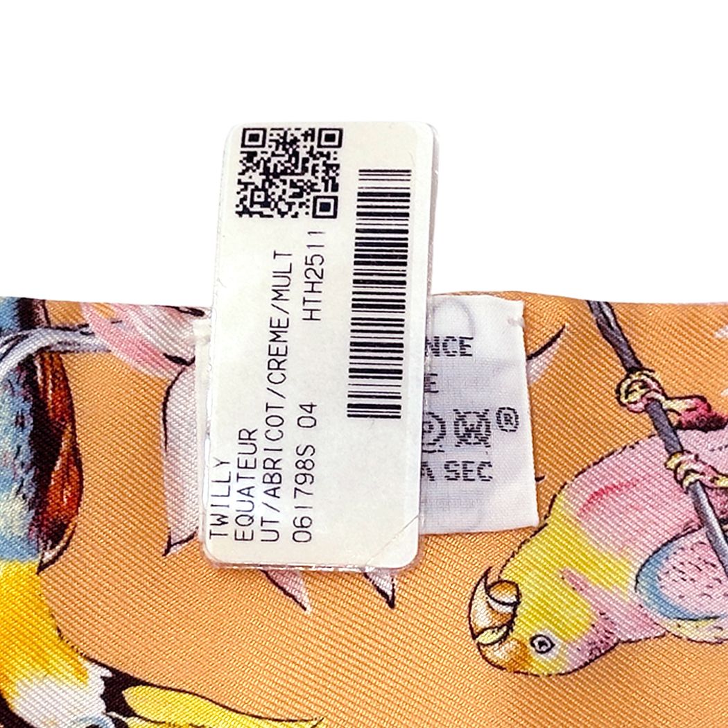Hermes Scarf Equateur Silk Apricot Cream Multicolor Orange — view 6