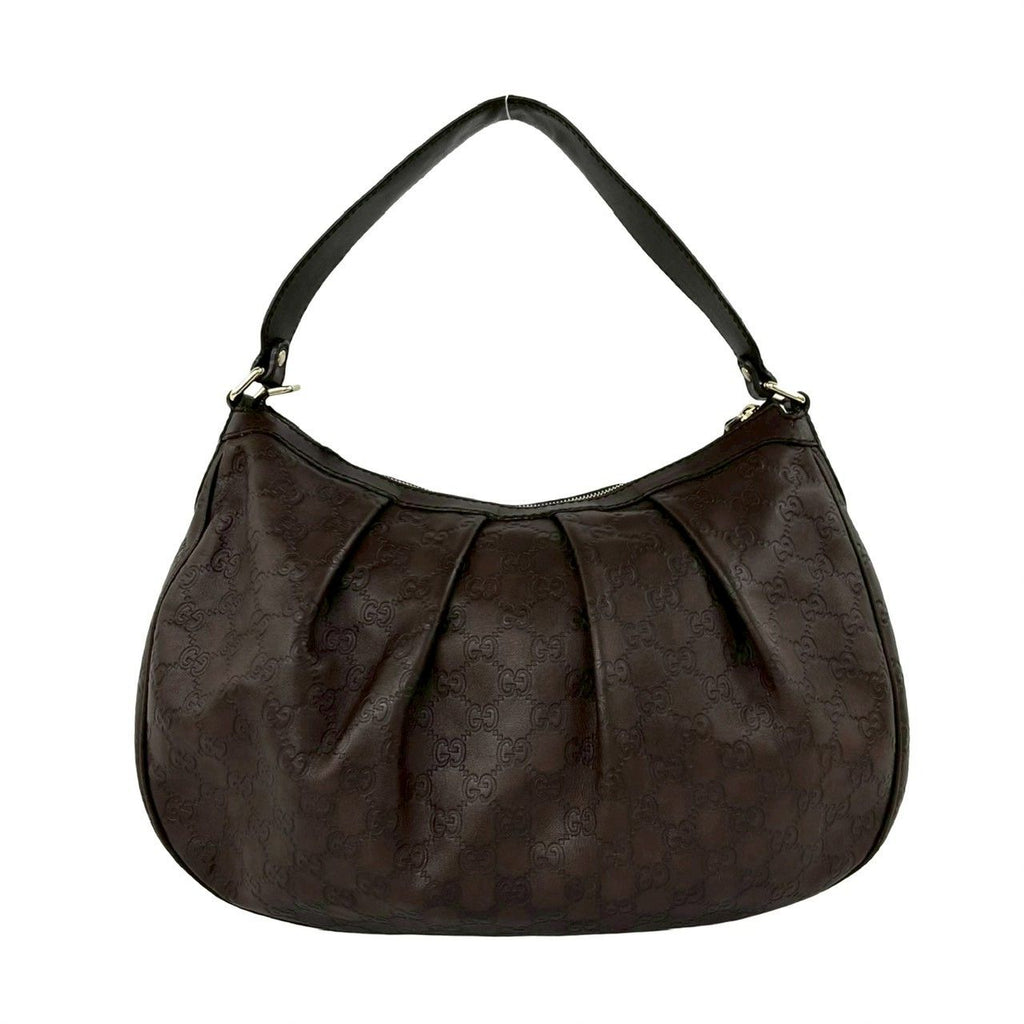 Gucci Guccissima GG Logo Patter Leather Shoulder Bag Tote Brown — view 3