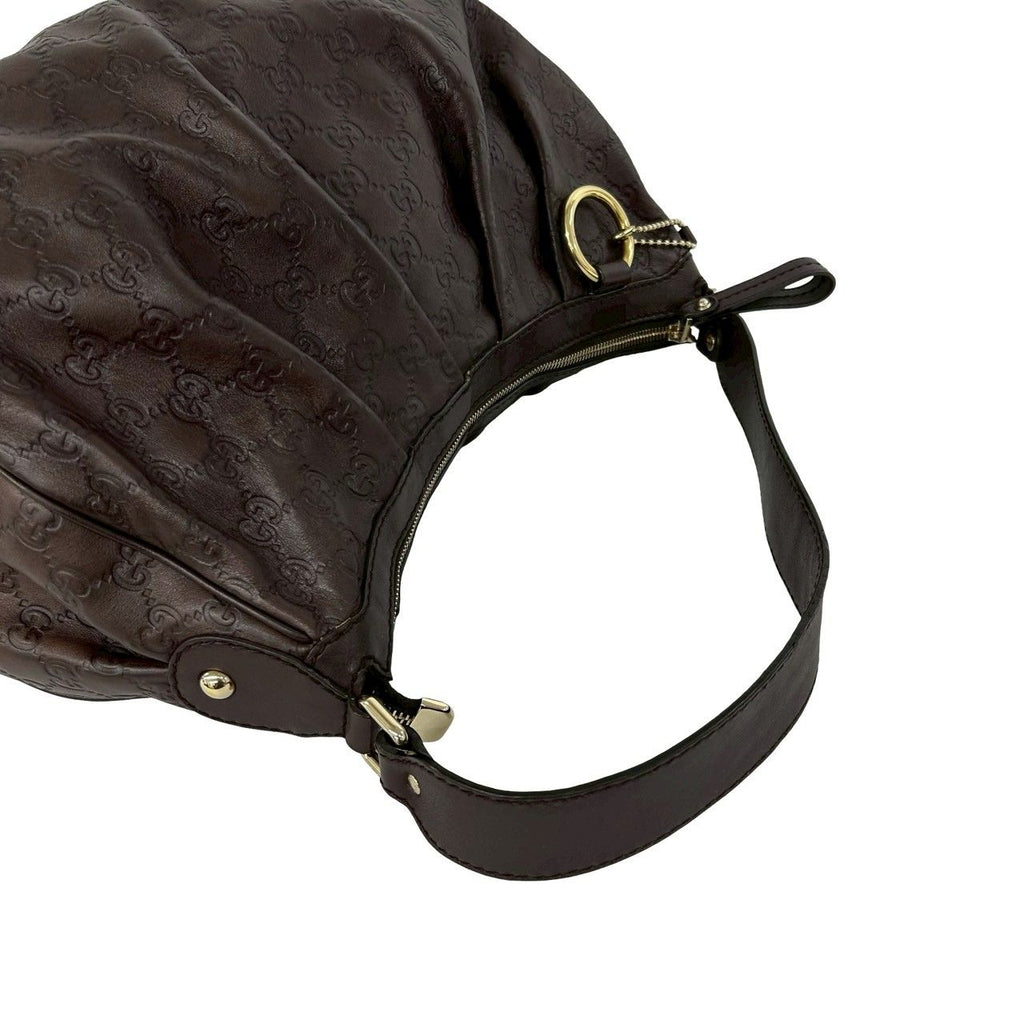 Gucci Guccissima GG Logo Patter Leather Shoulder Bag Tote Brown — view 4