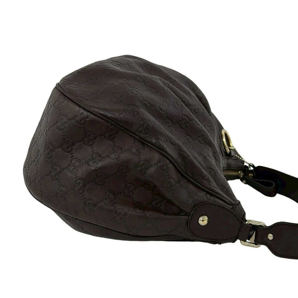 Gucci Guccissima GG Logo Patter Leather Shoulder Bag Tote Brown — view 6