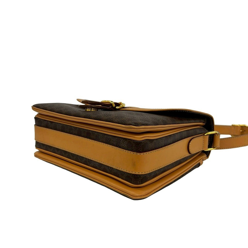 Celine Vintage Macadam Blason Triomphe Pattern Leather Shoulder Bag Pochette