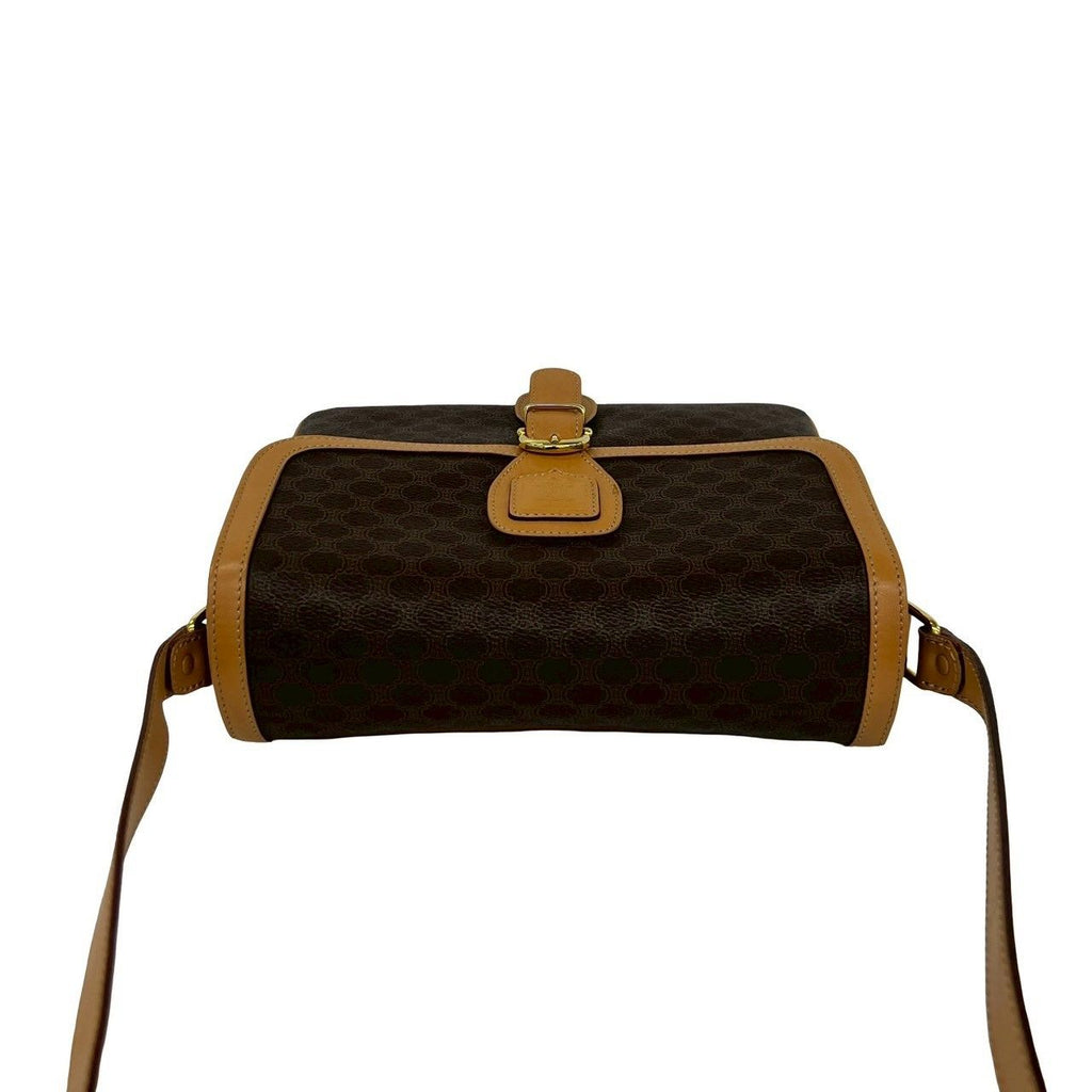 Celine Vintage Macadam Blason Triomphe Pattern Leather Shoulder Bag Pochette