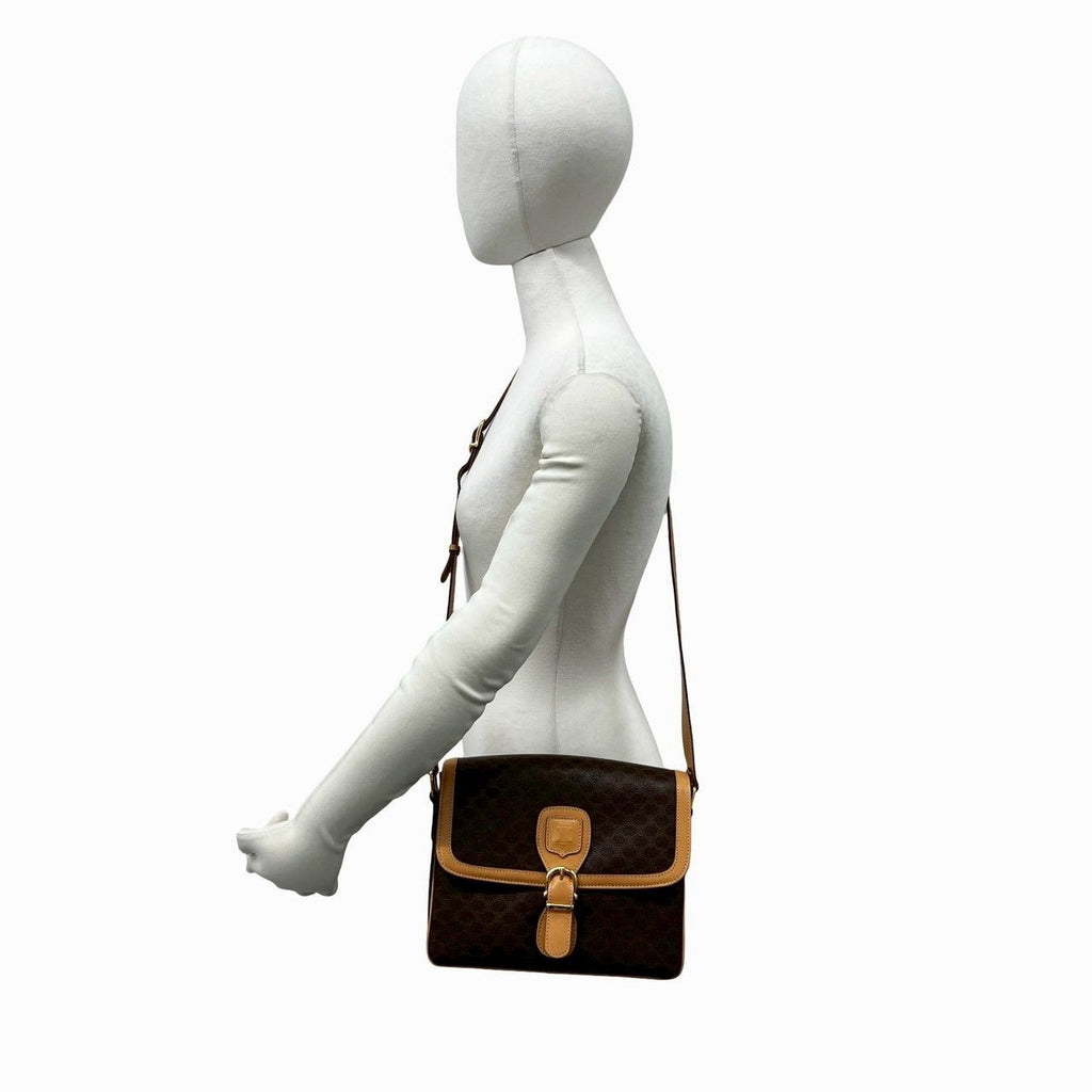 Celine Vintage Macadam Blason Triomphe Pattern Leather Shoulder Bag Pochette