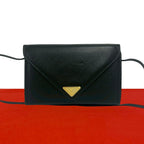Saint Laurent Vintage YSL Logo Leather Shoulder Bag Crossbody Black
