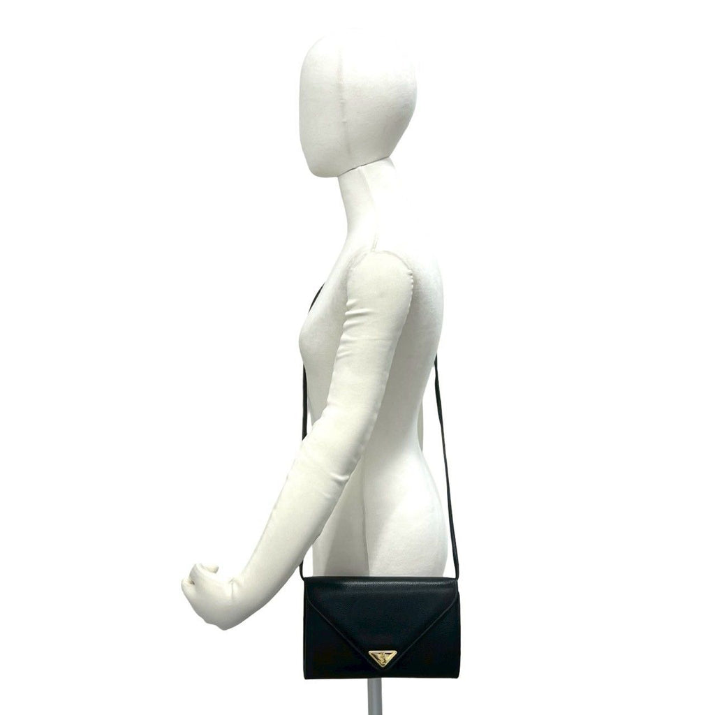 Saint Laurent Vintage YSL Logo Leather Shoulder Bag Crossbody Black — view 2