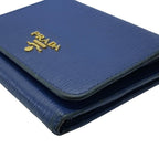 Prada Vitello Move Trifold Wallet Folding Leather Blue High Quality Daily — view 4