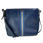 Prada Shoulder Bag Stripe Saffiano Leather Navy Crossbody Lightweight