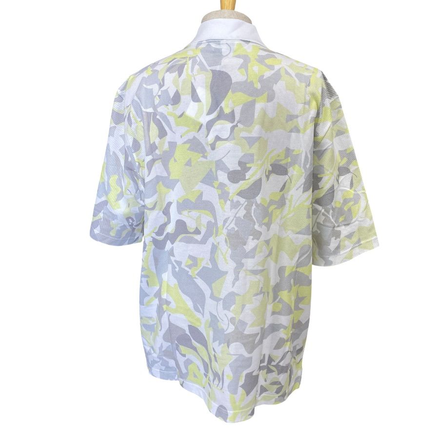 Hermes Puzzle Vegetal Short Sleeve Polo Shirt Top Cotton White Yellow Gray High — view 3