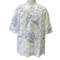 Hermes Puzzle Vegetal Short Sleeve Polo Shirt Top Cotton White Yellow Gray High