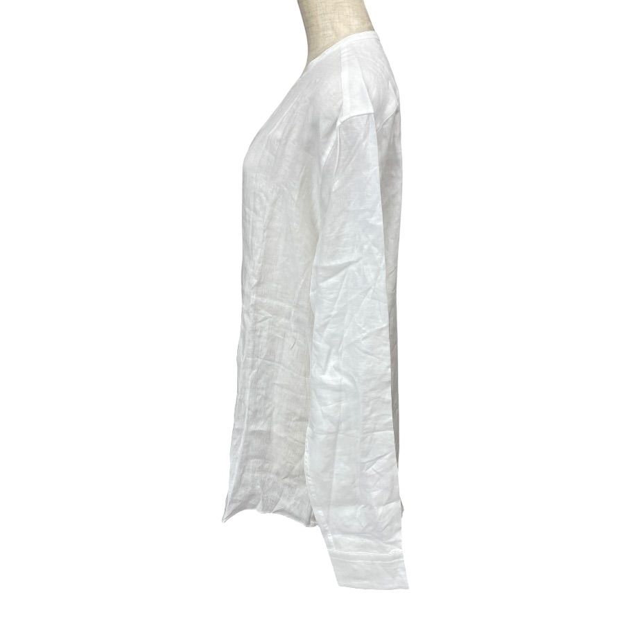 Hermes Long Sleeve Band Color Shirt Linen White High Quality Daily Practical — view 2