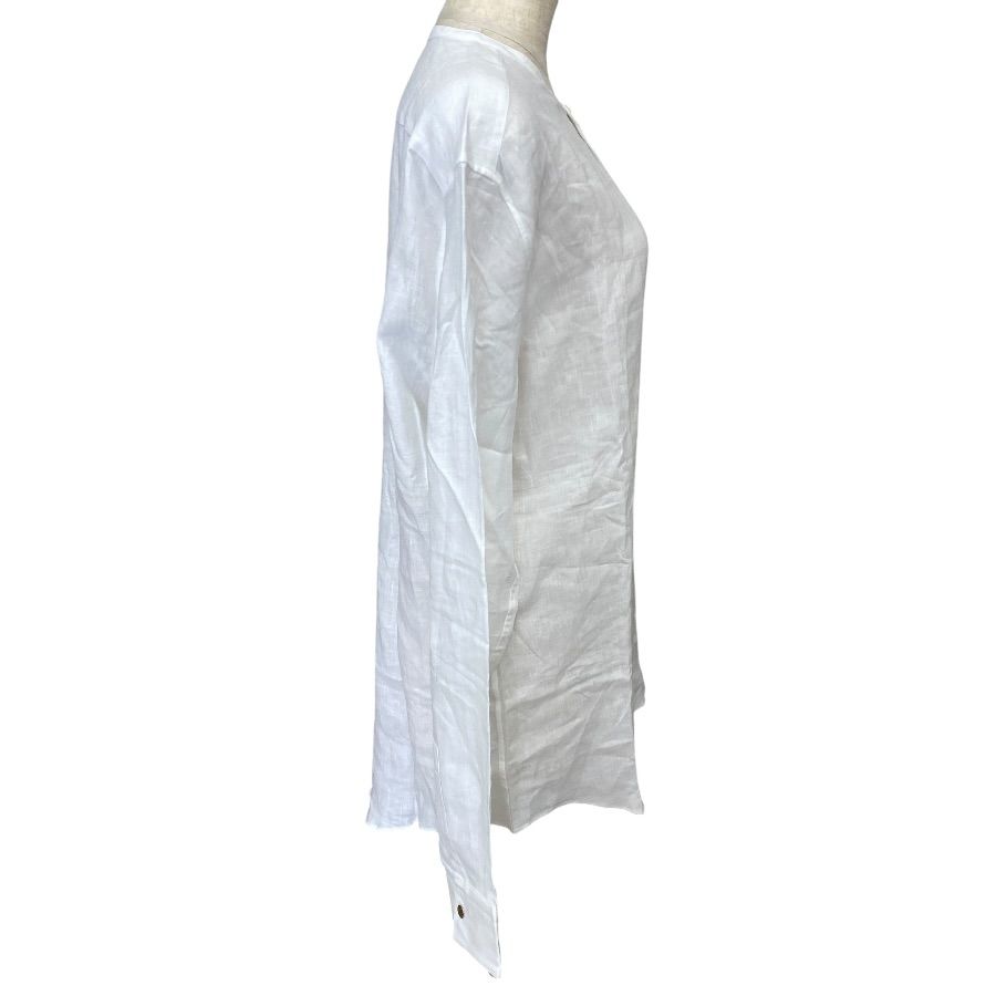 Hermes Long Sleeve Band Color Shirt Linen White High Quality Daily Practical — view 4