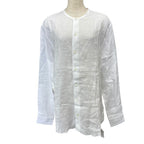 Hermes Long Sleeve Band Color Shirt Linen White High Quality Daily Practical