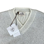 Hermes V-neck Knit Vest Cotton White Fine Daily Practical — view 5