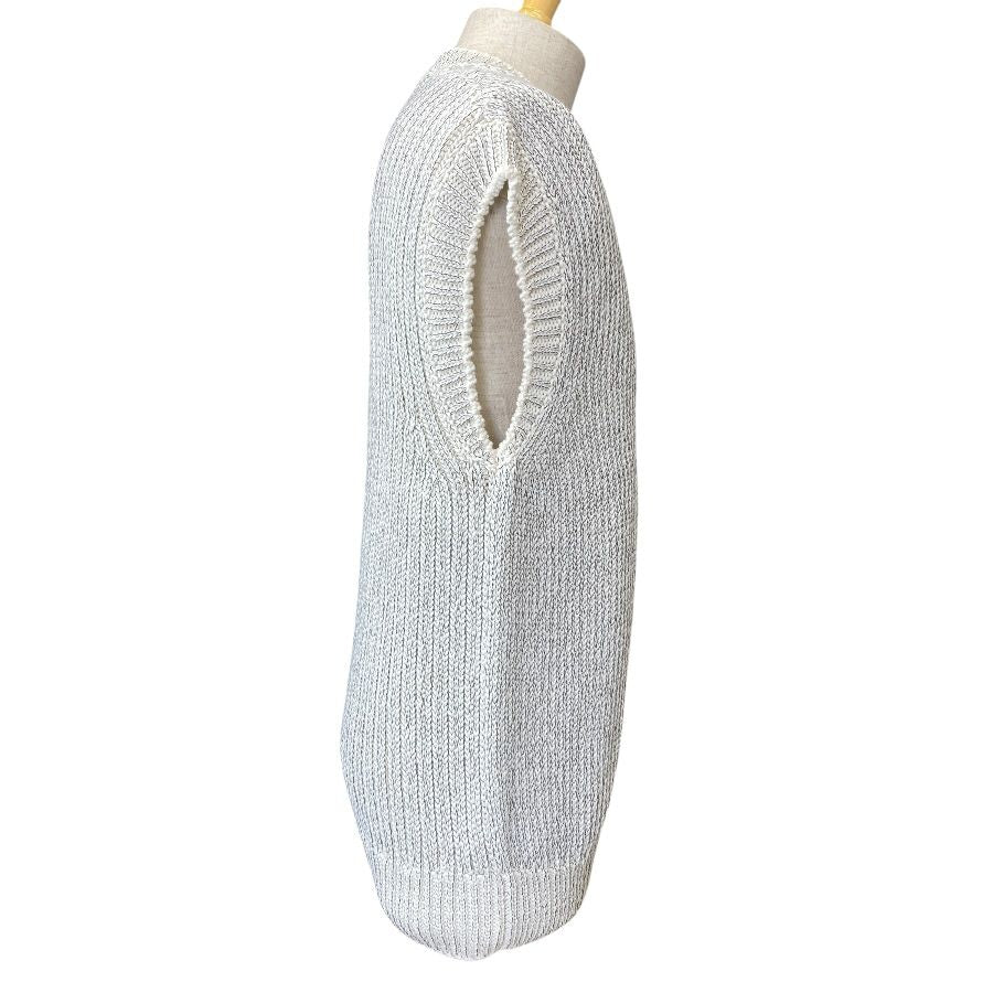 Hermes V-neck Knit Vest Cotton White Fine Daily Practical — view 4