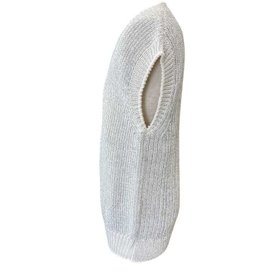 Hermes V-neck Knit Vest Cotton White Fine Daily Practical — view 2