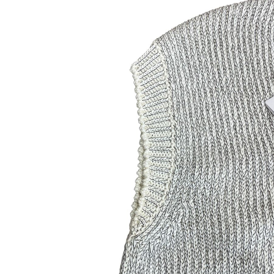Hermes V-neck Knit Vest Cotton White Fine Daily Practical — view 6