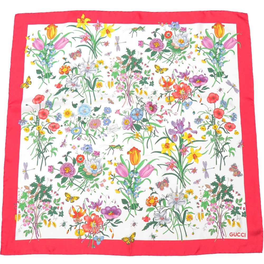 Gucci Vintage Flora Scarf Silk Twill
