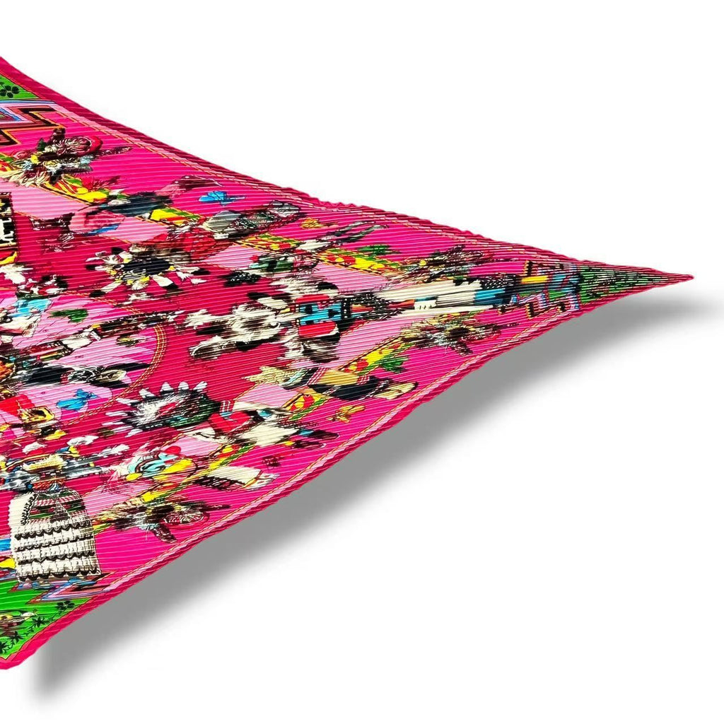 Hermes Scarf Pleats Silk Kachinas Pink — view 5