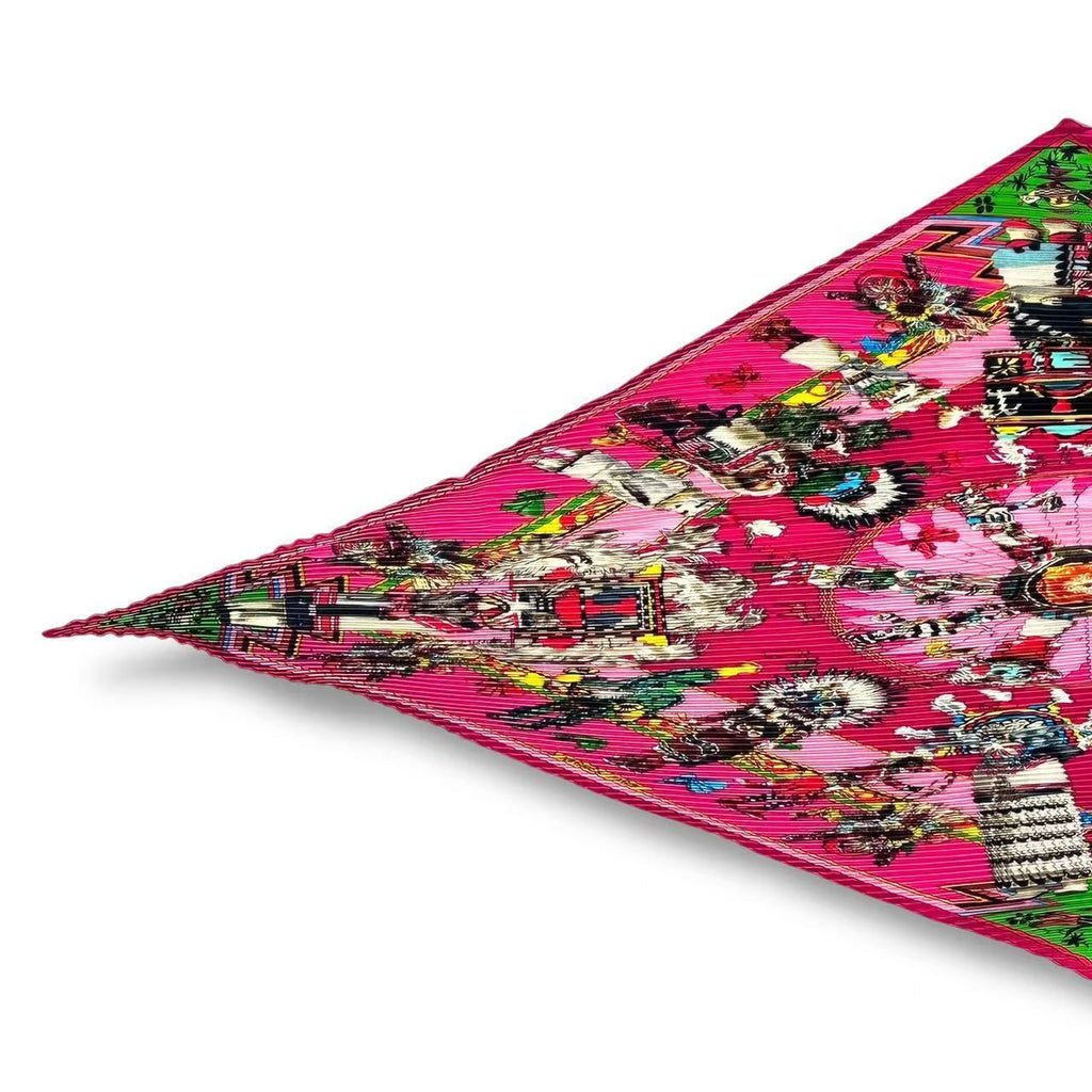 Hermes Scarf Pleats Silk Kachinas Pink — view 3