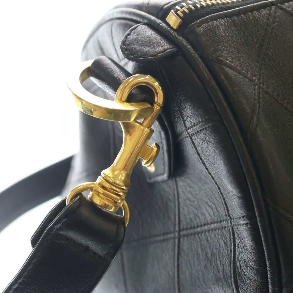Chanel Bicolor 35 Lambskin Gold 2-Way Boston Bag Black — view 6