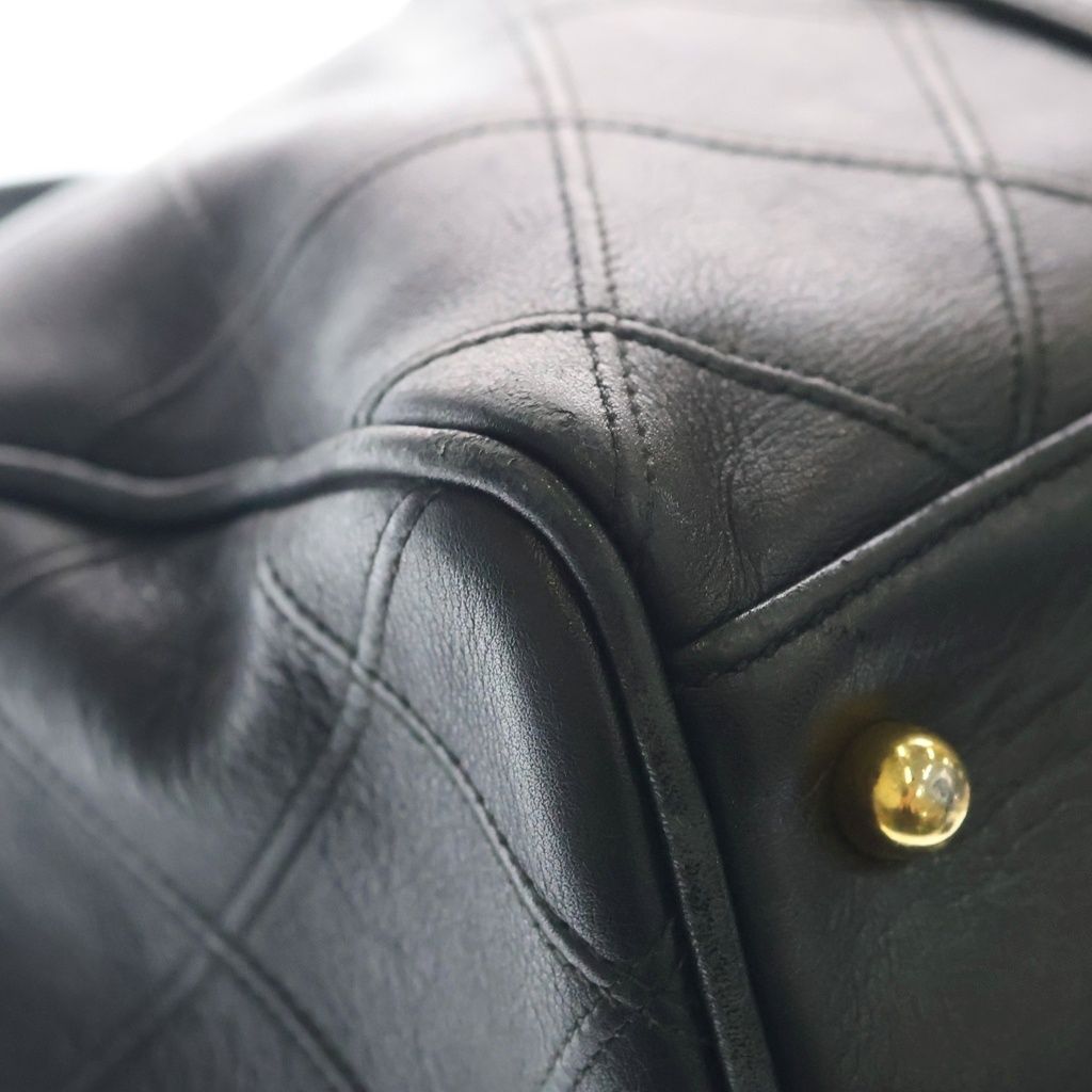 Chanel Bicolor 35 Lambskin Gold 2-Way Boston Bag Black — view 5