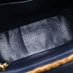 Chanel CC Logo Chain Basket Shoulder Bag Beige Indigo Blue Straw Denim Gold — view 7