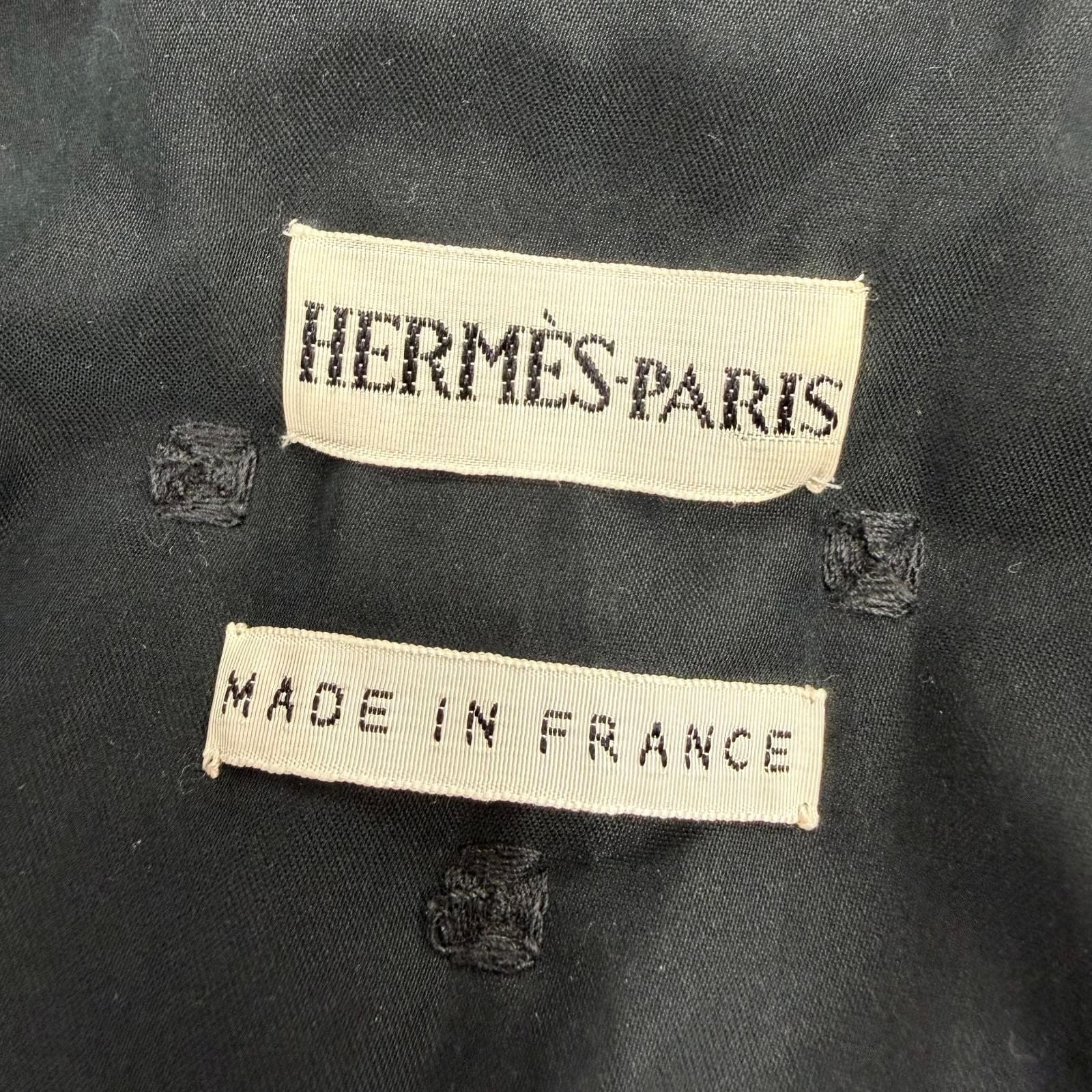 Hermes Vintage Martin Margiela Era Series Button Padded Paddock Coat 36 Black — view 8