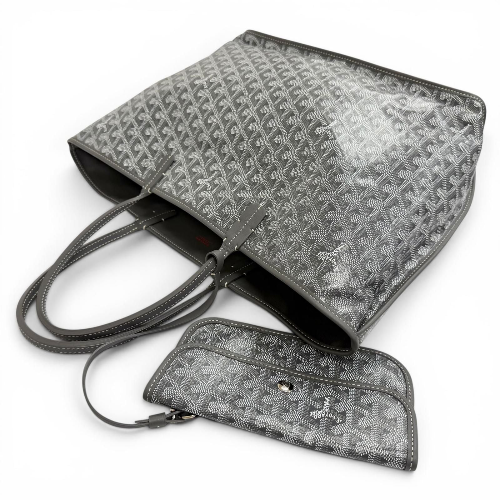 Goyard Anjou PM Tote in Canvas Leather Gray French — view 5