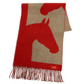 Hermes Love Story Scarf Cashmere with Fringe Horse Pattern Red Beige