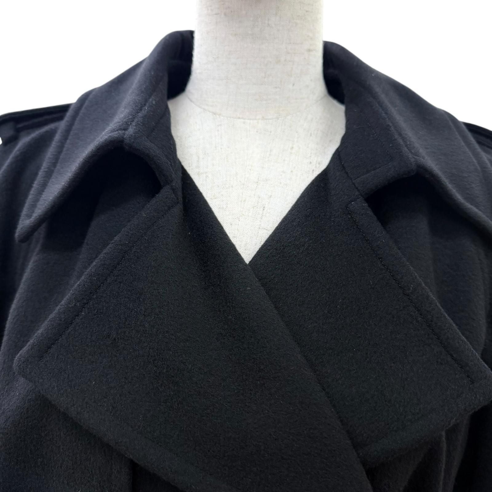 Chanel Cashmere CC Logo Button Long Length with Belt Coat Black 40 — view 2