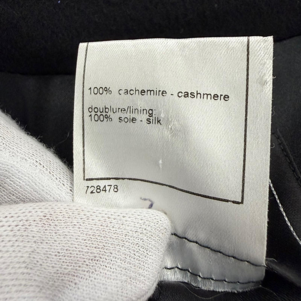 Chanel Cashmere CC Logo Button Long Length with Belt Coat Black 40 — view 8