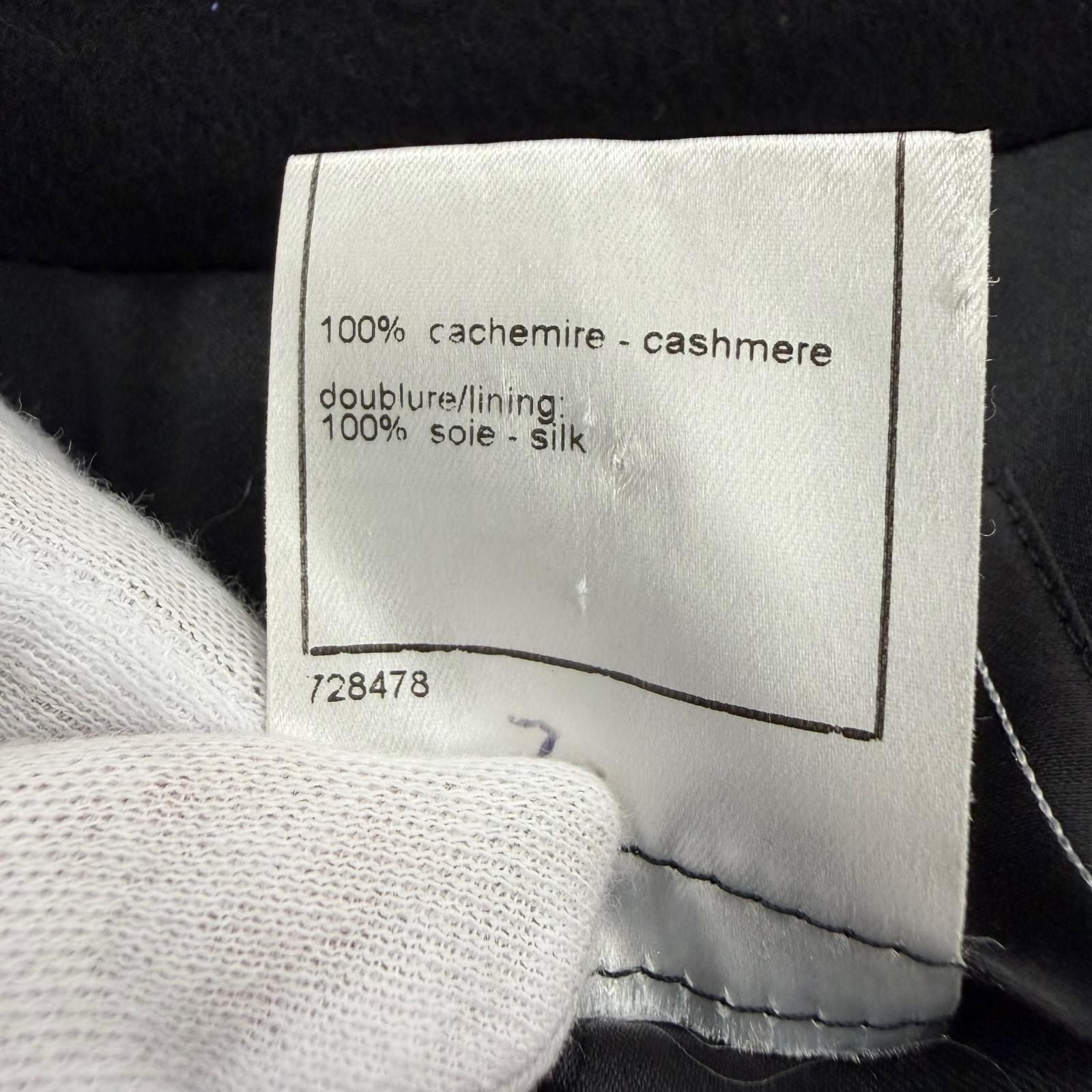Chanel Cashmere CC Logo Button Long Length with Belt Coat Black 40 — view 8
