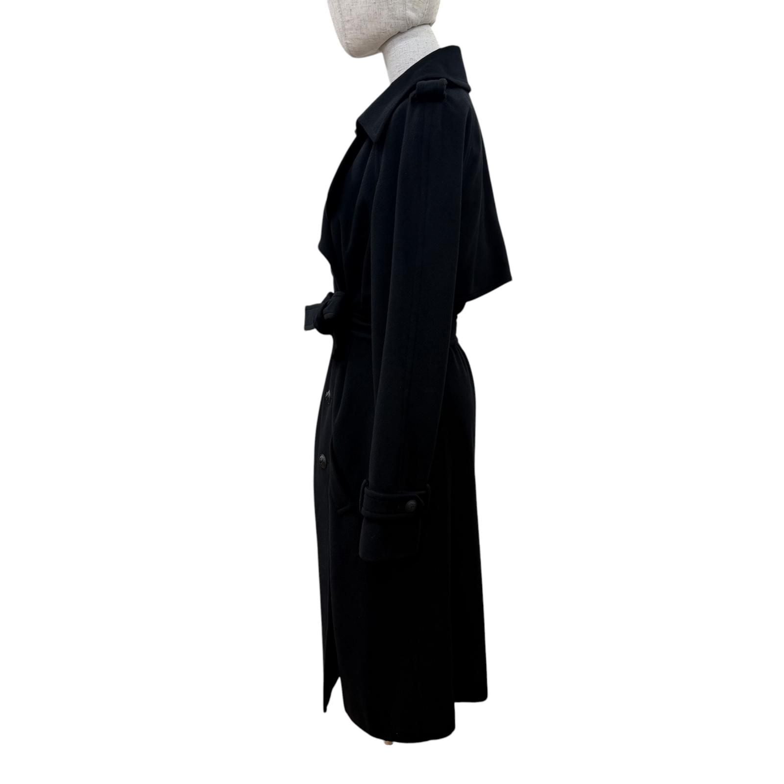 Chanel Cashmere CC Logo Button Long Length with Belt Coat Black 40 — view 3