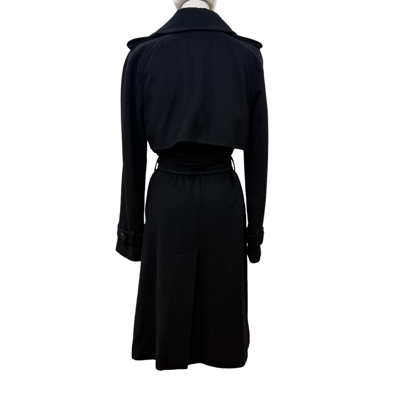 Chanel Cashmere CC Logo Button Long Length with Belt Coat Black 40 — view 4