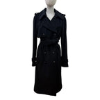 Chanel Cashmere CC Logo Button Long Length with Belt Coat Black 40