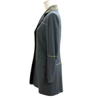 Hermes Vintage Wool Logo Button Velour Long Jacket Charcoal Gray 38 — view 3