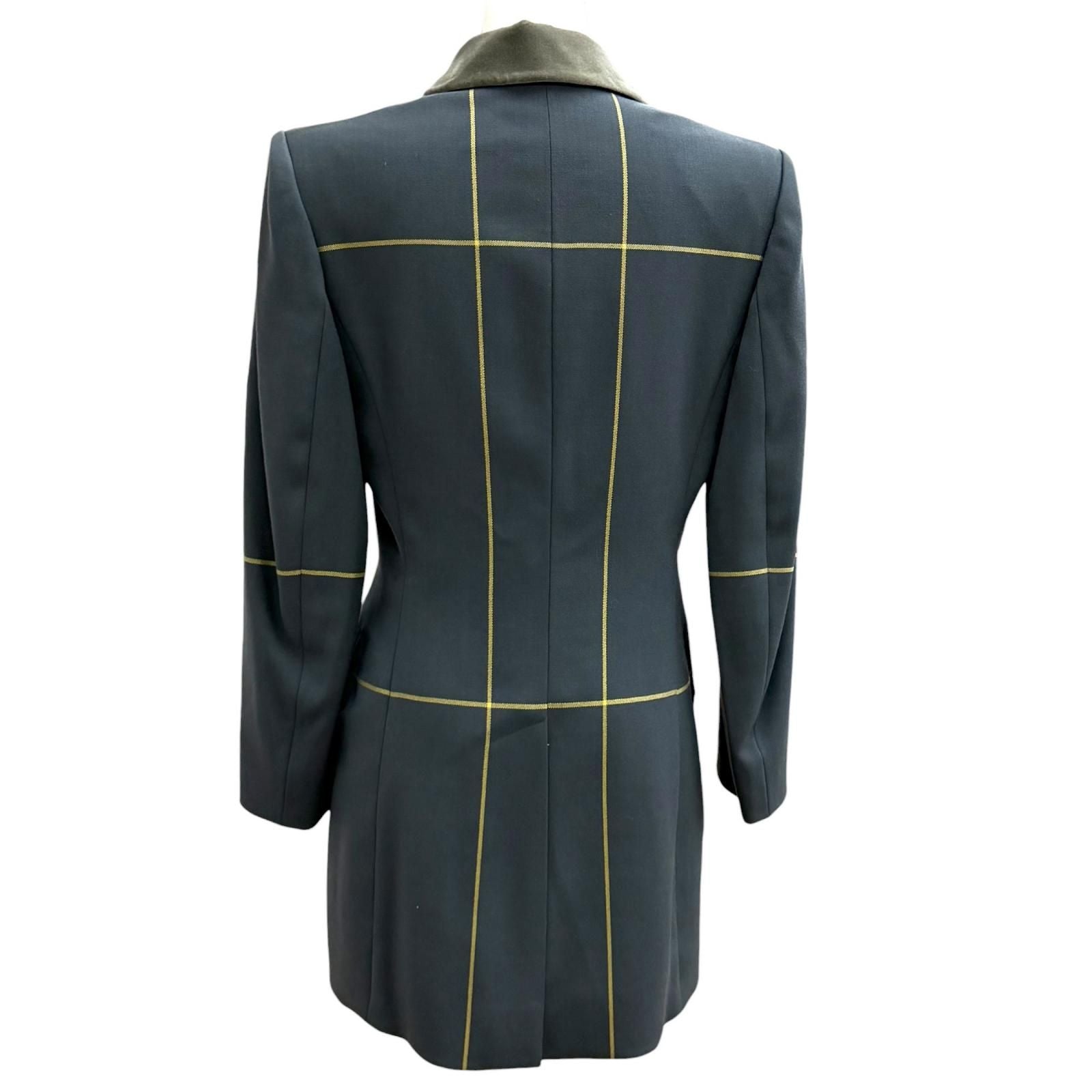Hermes Vintage Wool Logo Button Velour Long Jacket Charcoal Gray 38 — view 4