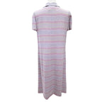 Chanel 00c Wool Square Logo Button Short Sleeve Tweed Dress Purple Green 38 — view 4