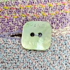 Chanel 00c Wool Square Logo Button Short Sleeve Tweed Dress Purple Green 38 — view 5