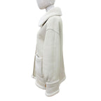 Fendi Sheep Leather FF Logo Lambskin Shearling Jacket Beige 38 — view 3