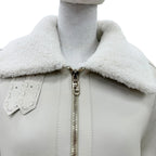 Fendi Sheep Leather FF Logo Lambskin Shearling Jacket Beige 38 — view 2