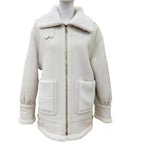 Fendi Sheep Leather FF Logo Lambskin Shearling Jacket Beige 38