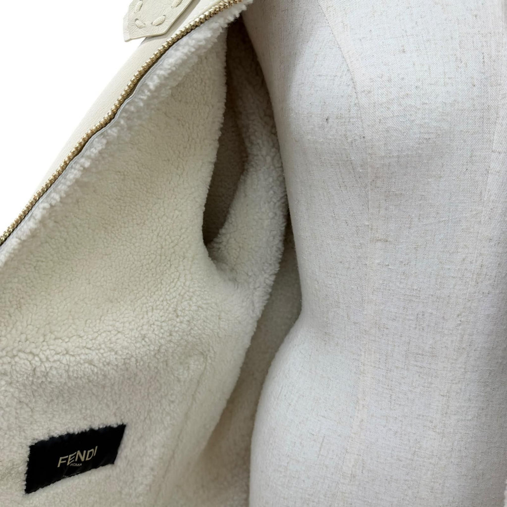 Fendi Sheep Leather FF Logo Lambskin Shearling Jacket Beige 38 — view 6