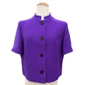 Dior Silk Blend Logo Button Stand Color Short Sleeve Jacket 40
