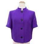 Dior Silk Blend Logo Button Stand Color Short Sleeve Jacket 40
