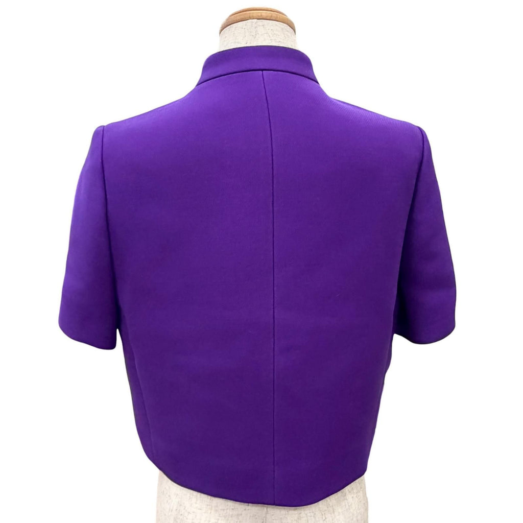Dior Silk Blend Logo Button Stand Color Short Sleeve Jacket 40 — view 4