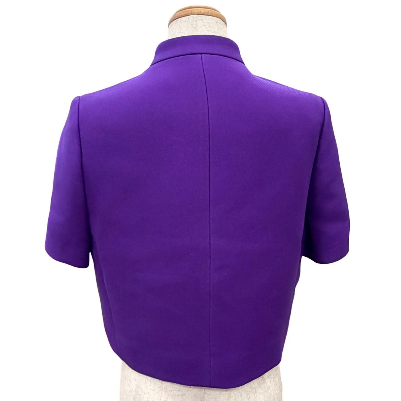 Dior Silk Blend Logo Button Stand Color Short Sleeve Jacket 40 — view 4